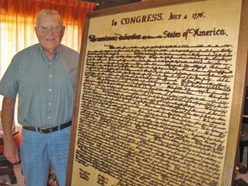 Charlie Kested with the Declaration of Independence