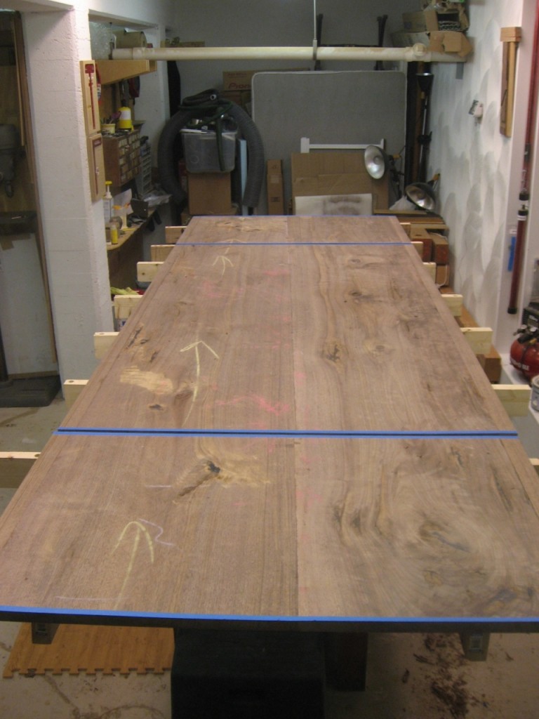 The table top with the leaves cut to size