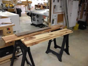 Lumber for a current project could be stored, but I usually keep it close at hand on sawhorses nearer to the work area.