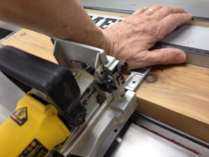 Joe Cassinick’s tip, using the table saw fence as a backstop when cutting biscuit slots or Festool Domino mortises was an excellent one, and I tried it here.