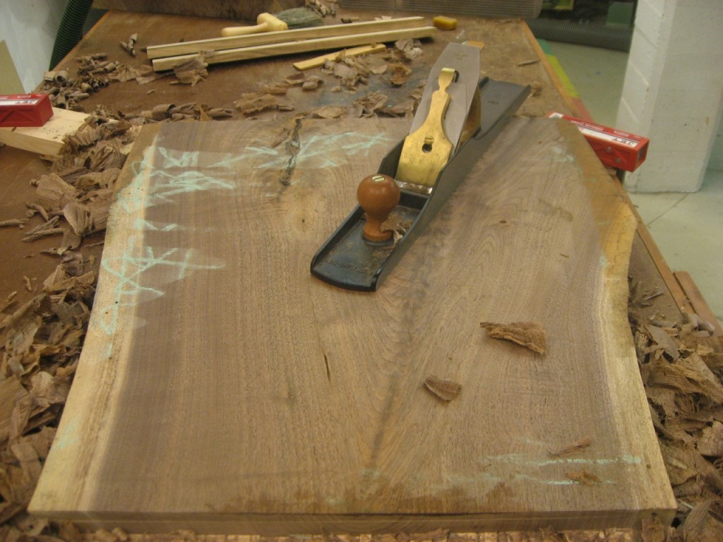 Lie-Nielsen #7 is used to continue to flatten and remove previous mill marks