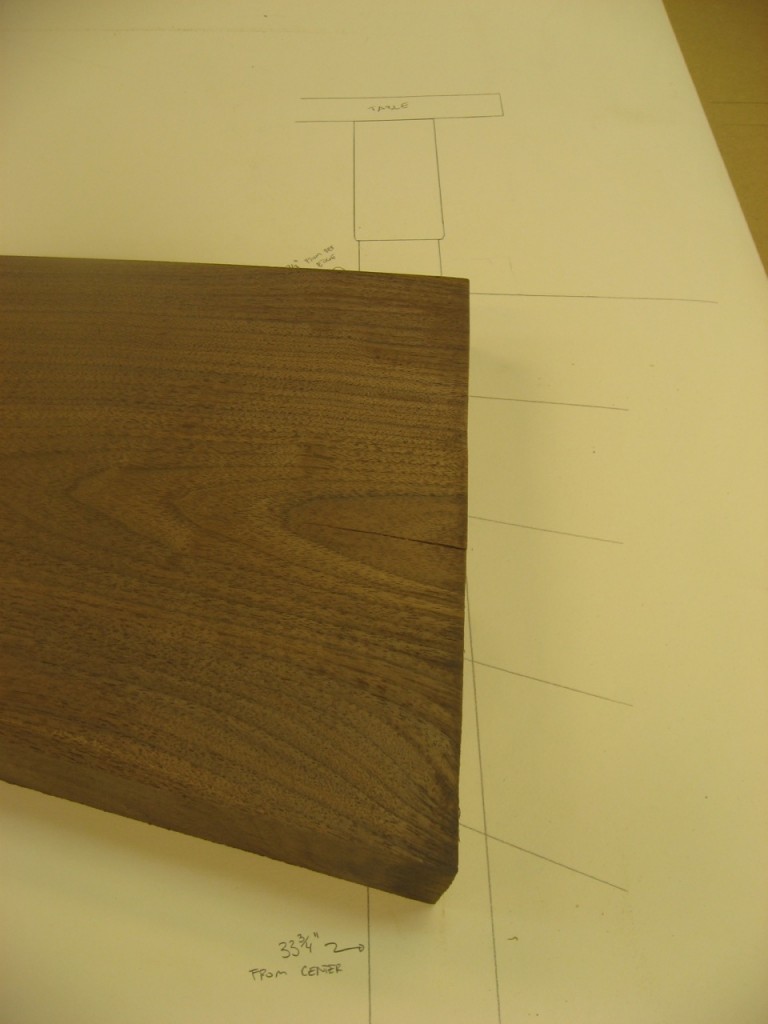 The tenon is defined from the full-scale drawing.