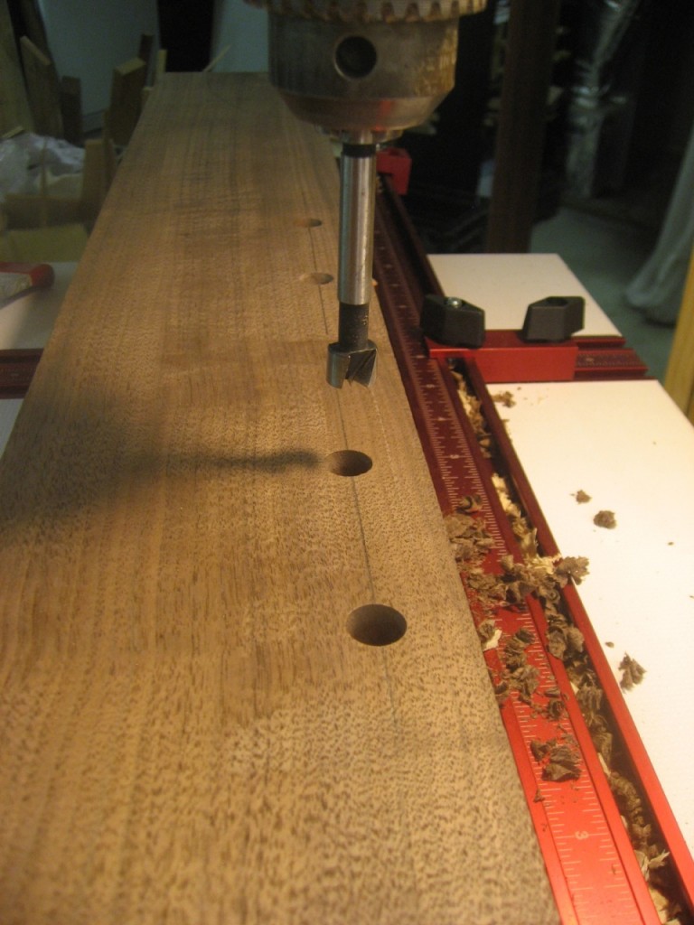 Drilling 1/2" holes in a mortise to peg the tenon.
