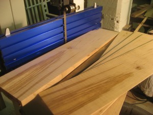 The bandsaw cuts the inlay material slightly oversized.