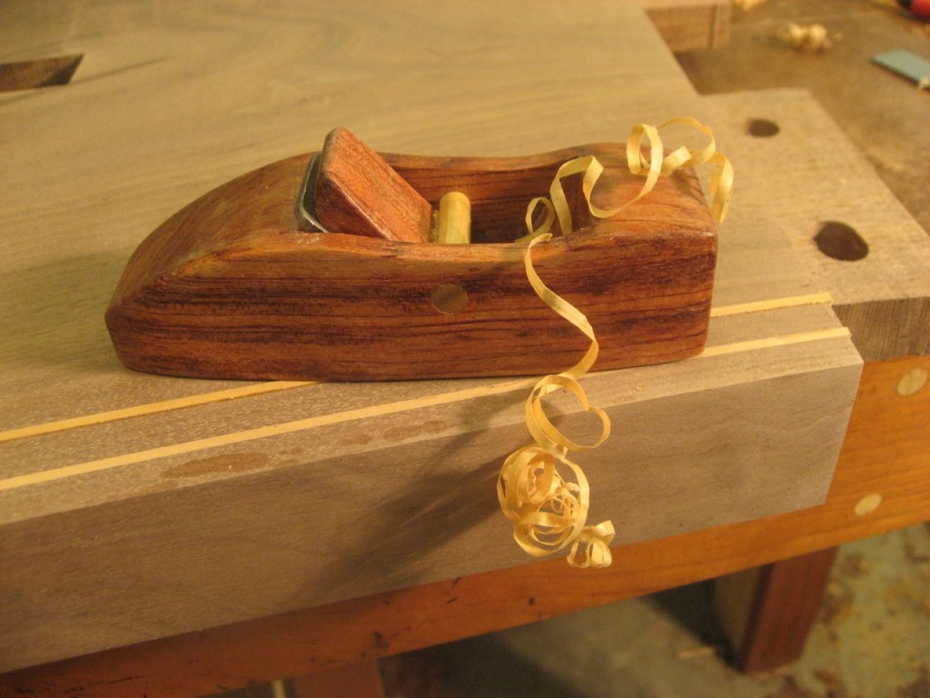 Using a Hock Block Plane to smooth down the inlay
