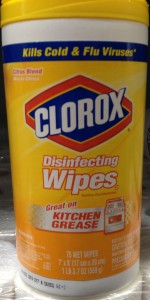 Clorox wipes have just the right amount of chlorine to kill the smell but not leave chlorine fumes the next time you wear your mask
