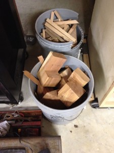 This bucket holds all of my very small cedar scraps and stores neatly out of the way.