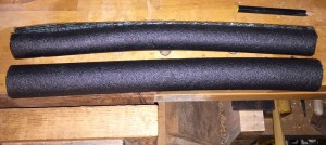 Insulation cut into two equal lengths.