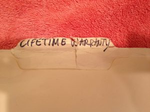 A folder labeled “LIFETIME WARRANTY” holds valuable proof-of-purchase of items whose warranties never expire.