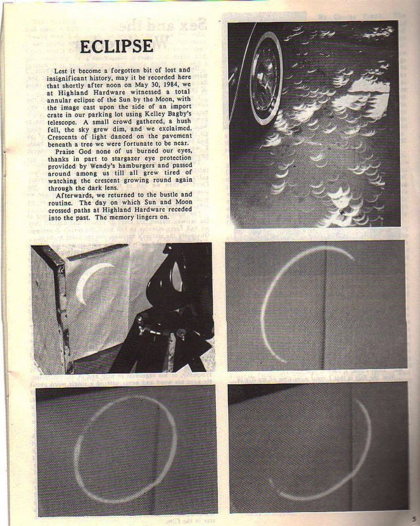 1984 Wood News Article on the Eclipse
